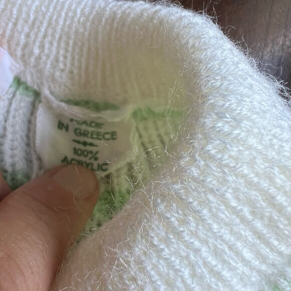 Vintage The Emporium Sweater Cardigan 12 mon white green cardigan Medium - Picture 8 of 11